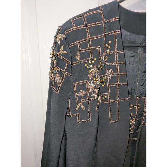 Demetrios Evening Gown Size 22 Black Beaded Dress And Blazer - Picture 5 of 8